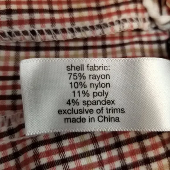 Lane Bryant Signature Fit Ankle 4 Season Women's Plaid Check Pants Rusty Red 26 - Picture 10 of 11